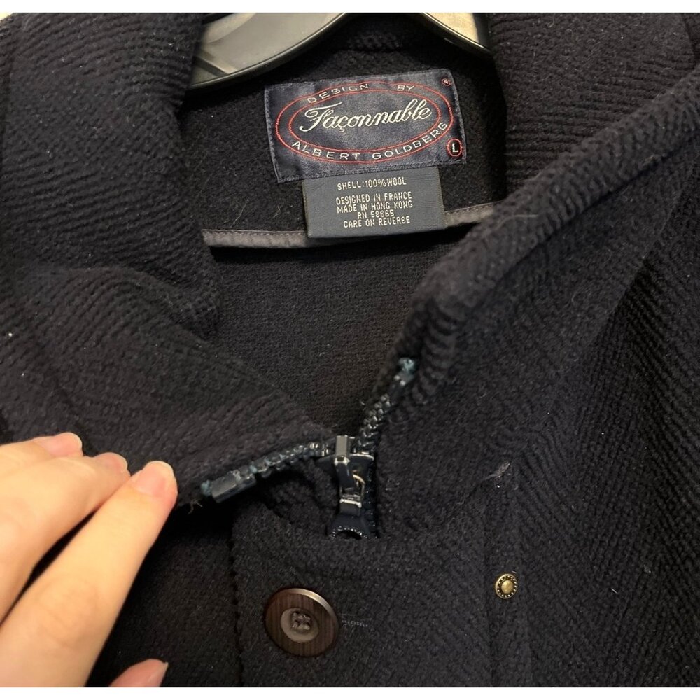 Luxurious Faconnable Black Wool Peacoat Size L Winter Essential Designer Mens Ou - Picture 3 of 7